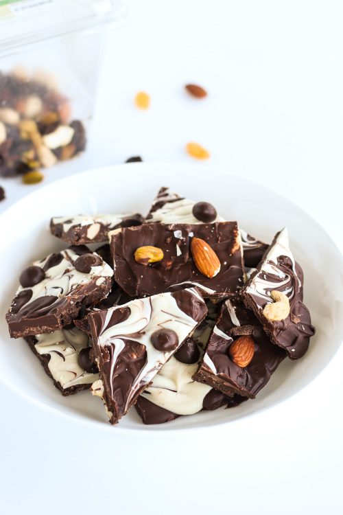 Dark and White Chocolate Bark with Mixed Fruits & Nuts That Spicy Chick