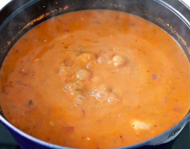 soup bubbling in pot