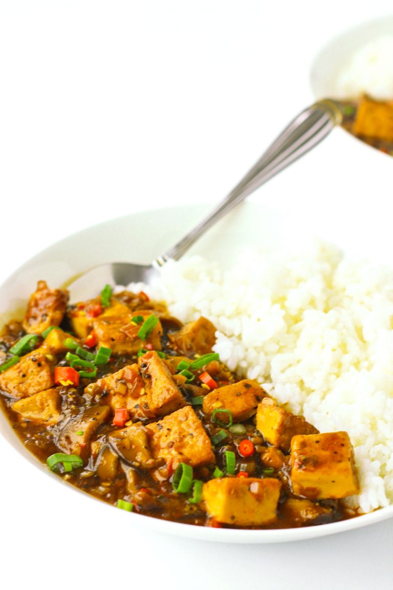 Braised Tofu & Mushrooms in Black Pepper Sauce That Spicy Chick