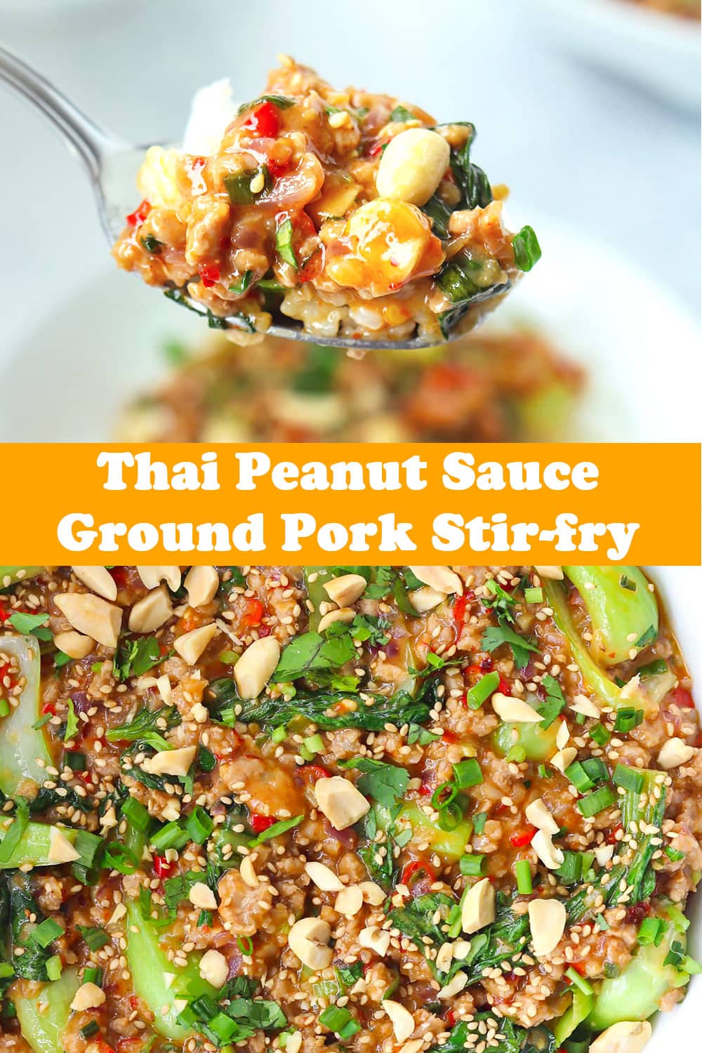Peanut Sauce Ground Pork Stir-fry (30 minute recipe) - That Spicy Chick