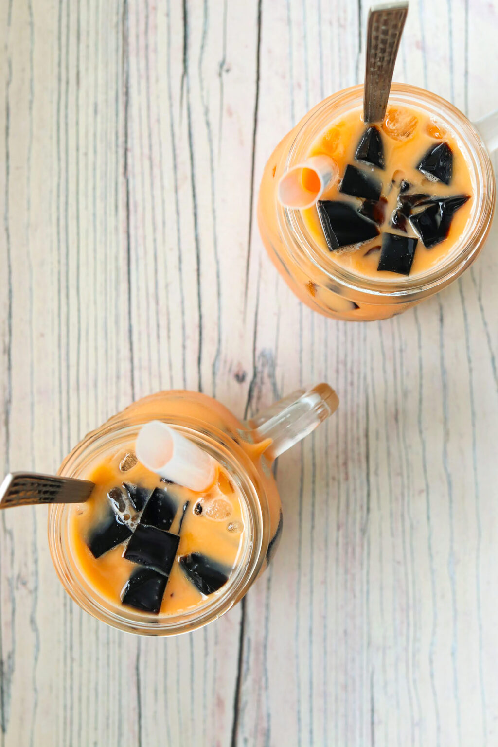 Thai Iced Milk Tea with Grass Jelly That Spicy Chick