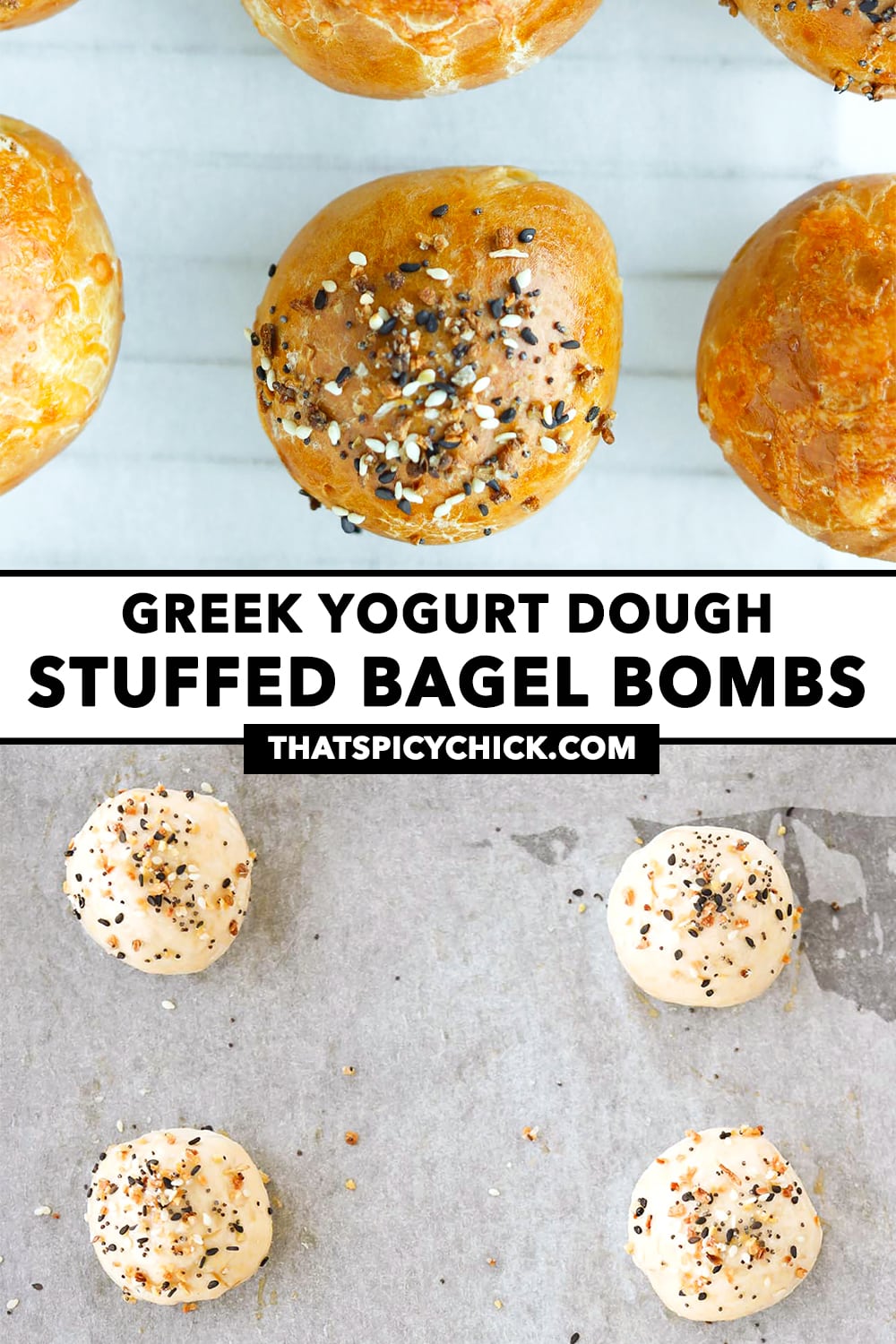 Stuffed Bagel Bombs (made with Greek Yogurt Dough!) That Spicy Chick