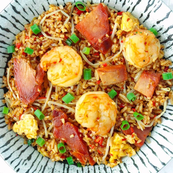 XO Sauce Fried Rice (with Char Siu Pork and Shrimp) That Spicy Chick