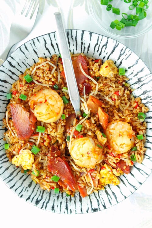 XO Sauce Fried Rice (with Char Siu Pork and Shrimp) That Spicy Chick