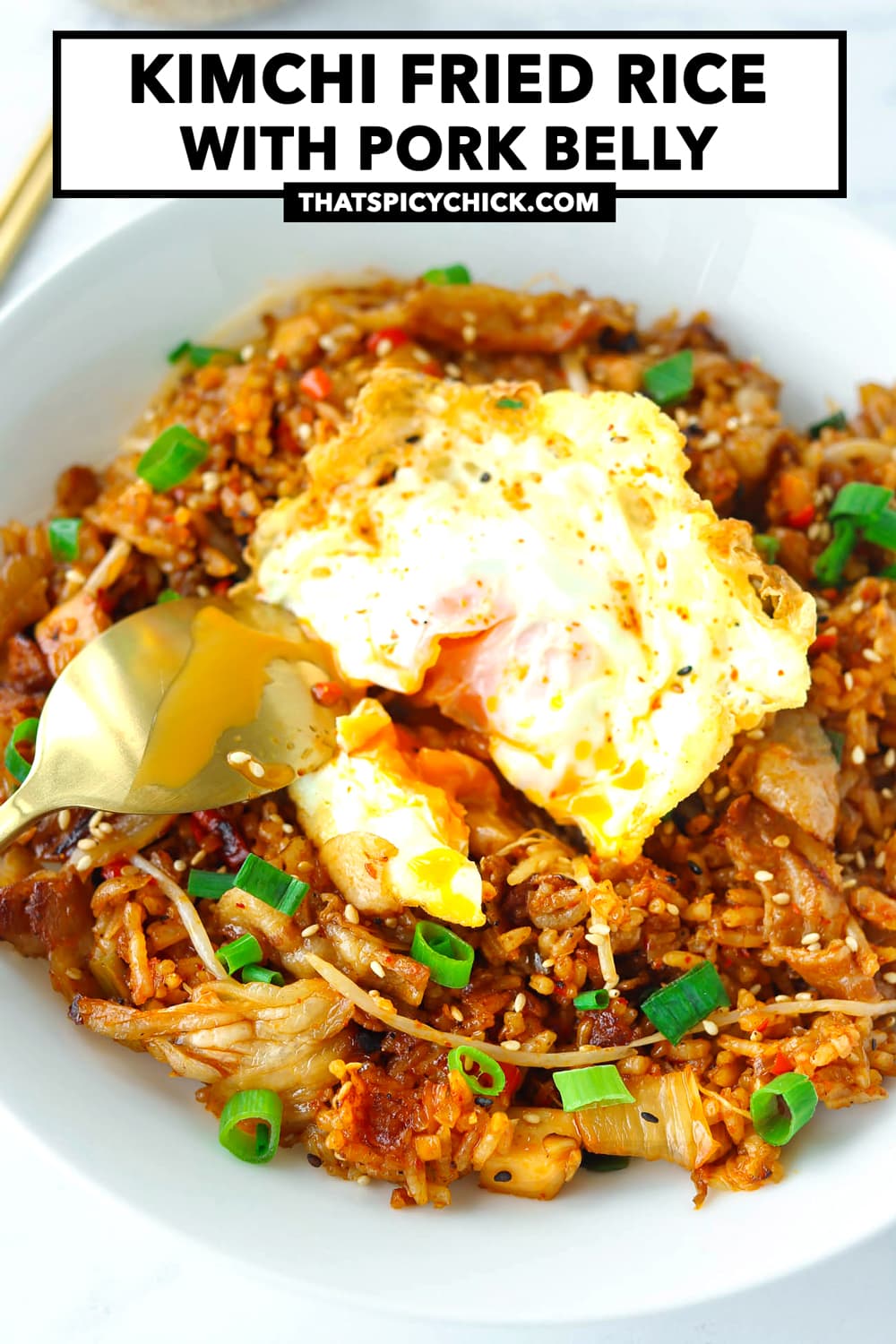 Kimchi Fried Rice with Pork Belly (30 minute recipe!) - That Spicy Chick