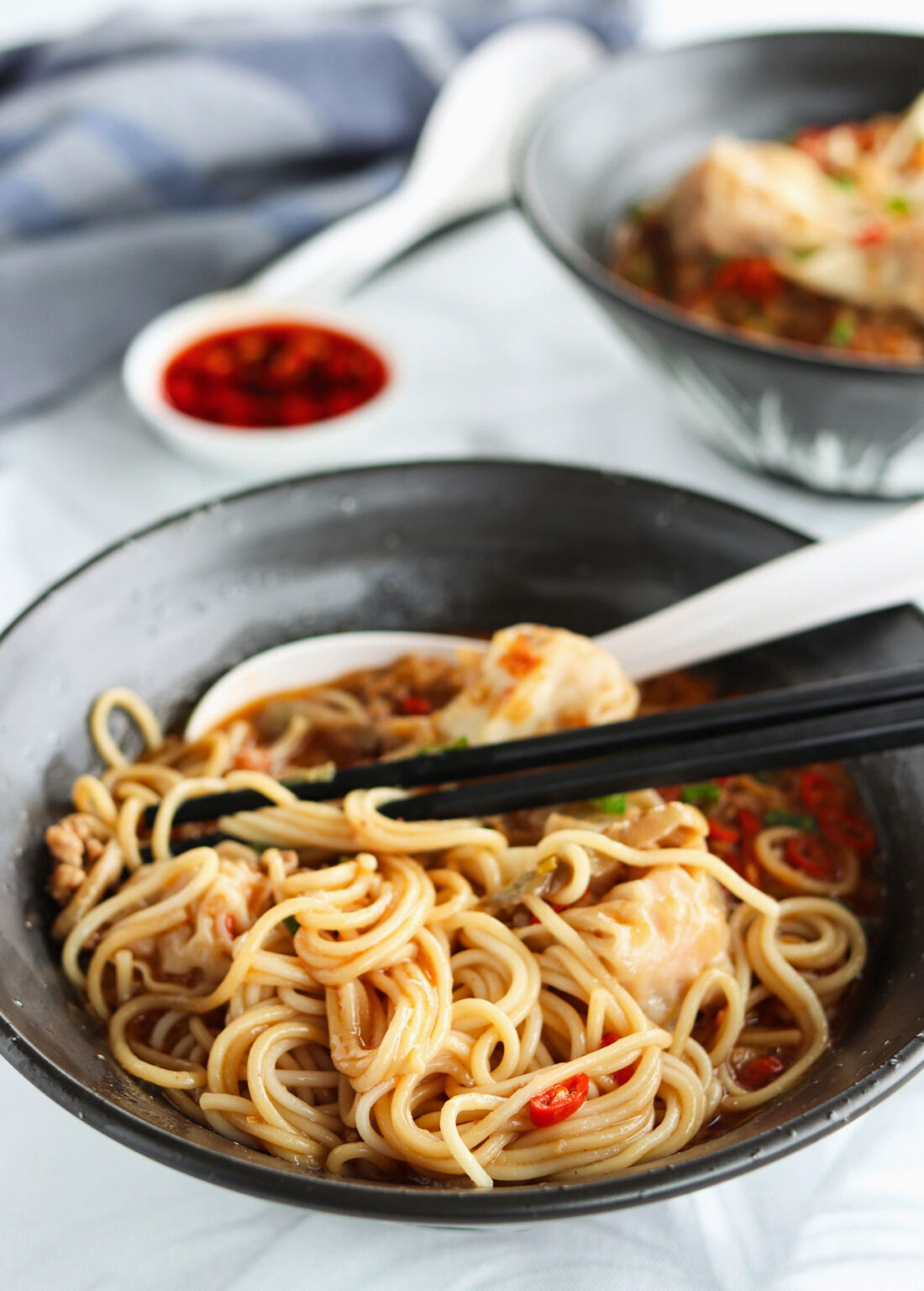 Spicy Dan Dan Noodles (with Wontons!) That Spicy Chick