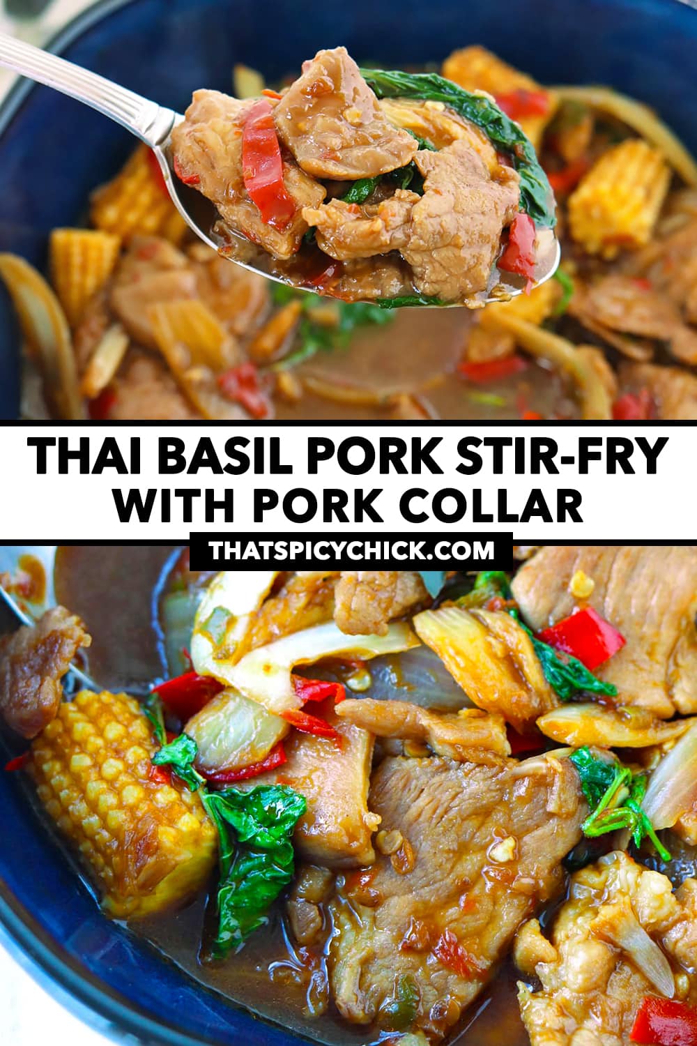 Thai Basil Pork Stir-fry (w/ Pork Collar & EXTRA Sauce) - That Spicy Chick