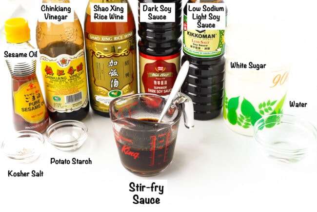 Labeled kung pao sauce ingredients.