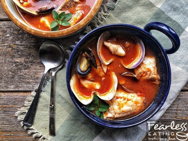 Italian Fish Soup in bowls.
