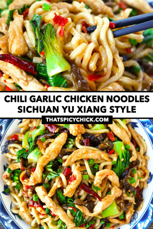 Chili Garlic Chicken Noodles (Sichuan Yu Xiang Style) That Spicy Chick