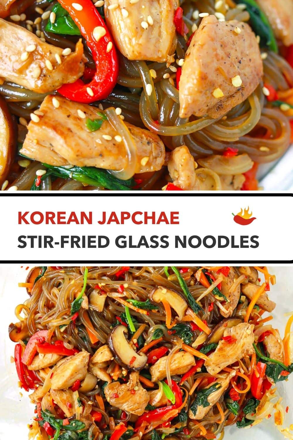 Chicken Japchae (Korean Glass Noodles Stirfry) That Spicy Chick