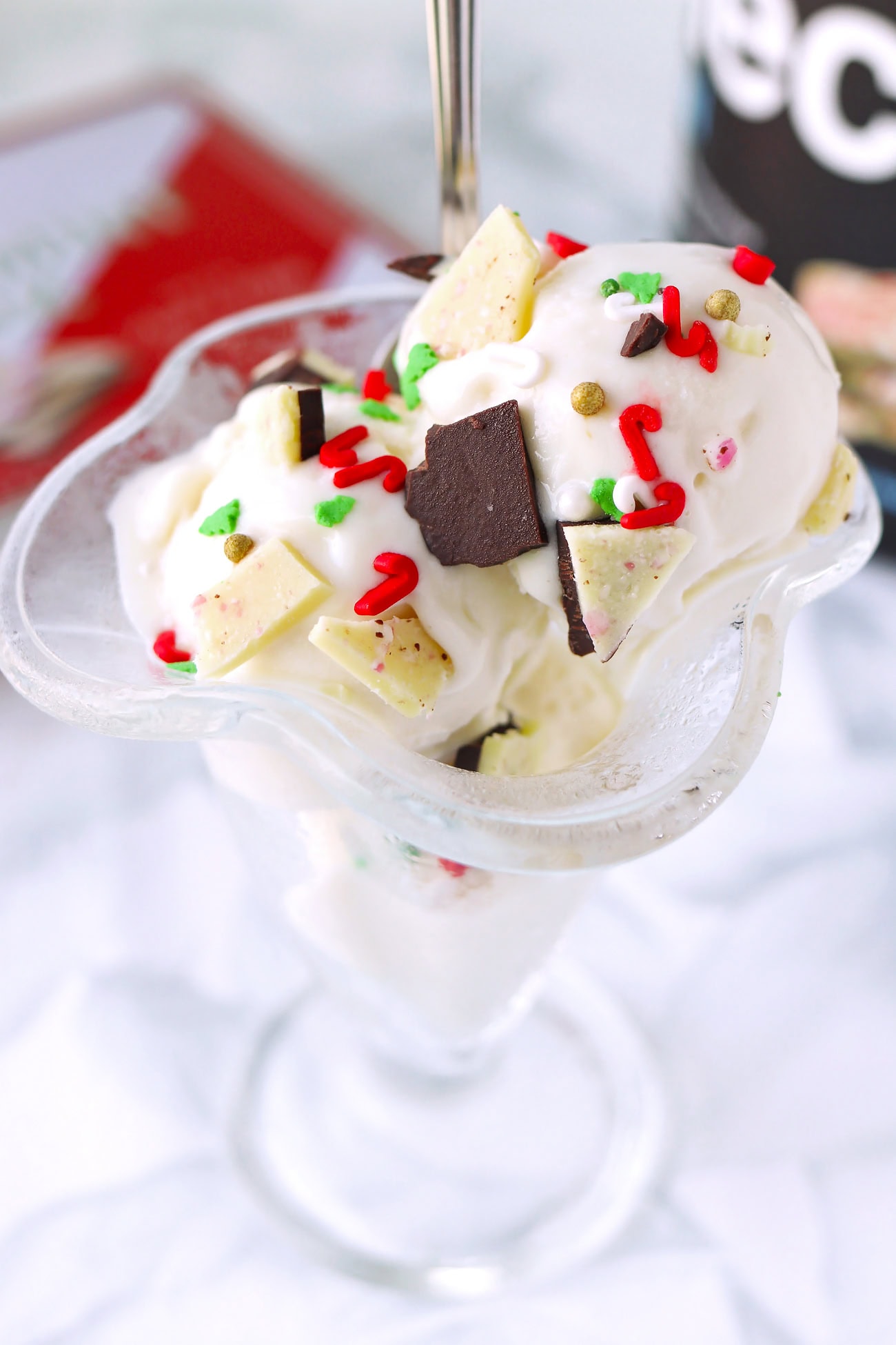 Ninja Creami White Chocolate Peppermint Ice Cream - That Spicy Chick