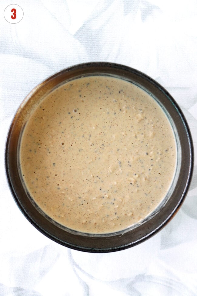 Gingerbread overnight oats in a bowl.